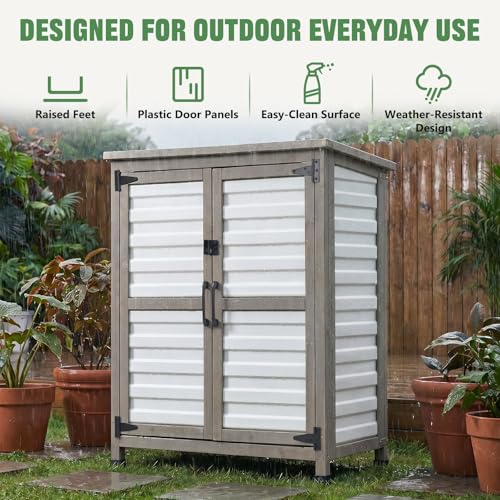 32" Small Outdoor Storage Cabinet (White / 32" x 13" x 40")