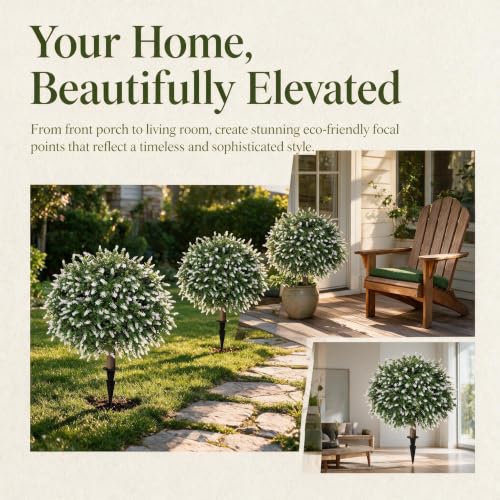 26'' Artificial Topiary Boxwood Ball Trees with Lavender White (Lavender White)