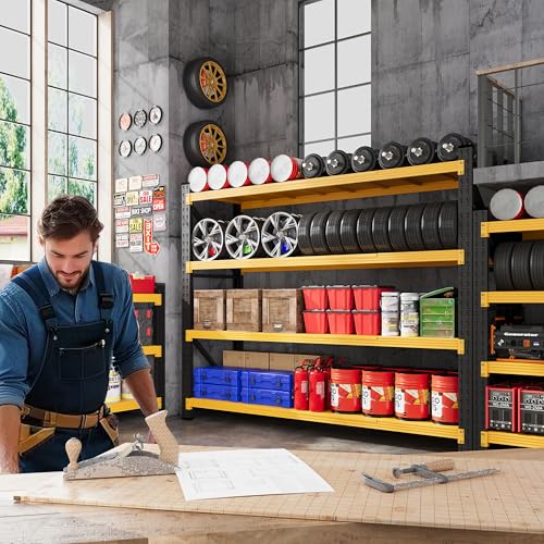 79” Wide Heavy Duty Metal Garage Shelving (Black Yellow / 79"Wx24"Dx79"H)