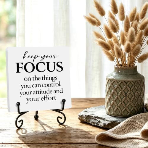 Motivational Quote for Home Office Book Shelf Table Decor 6.3x6.3 Inch 05 (Multicolor 1704 / Wooden sign with iron frame（6.3 x 6.3 inches）)