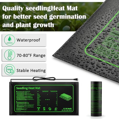 2 Pack 1020 Seed Starter Trays with Heat Mat and Clip (2p 1020Trays+7.3''Domes+Heat Mats+Lights)