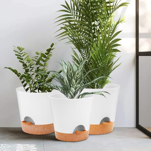 10/9/8 inch Plant pots, planters for Indoor Plants, self Watering Plant Pot, Flower pots, White