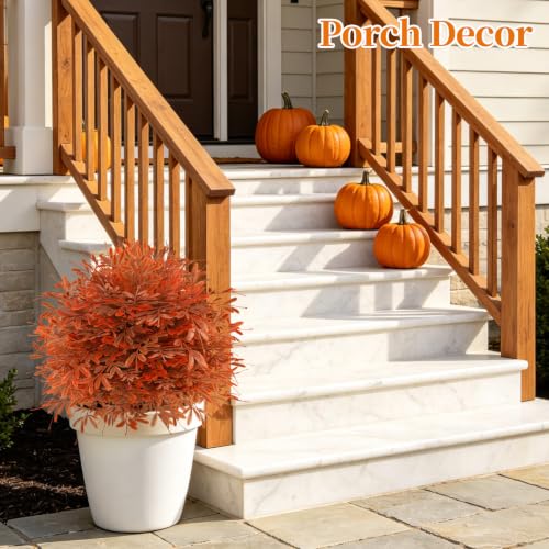 2 Pack Fall Artificial Cedar Topiary Balls with Ground Spike (Fall Cedar)