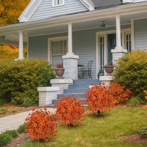 2pcs Fall Artificial Topiary Ball Trees (Fall Orange)