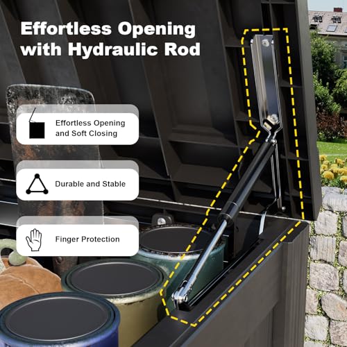180 Gal Waterproof Outdoor Storage Box UV Resistant Deck Box (Black / 180 Gallon)