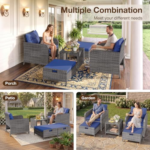 5 Piece Patio Furniture Set (Grey-blue / 5 Piece)