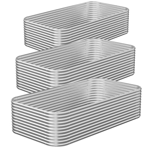 3 Pack Tall Corrugated Galvanized Steel Raised Garden Bed Outdoor (Silver / 4x2FT)