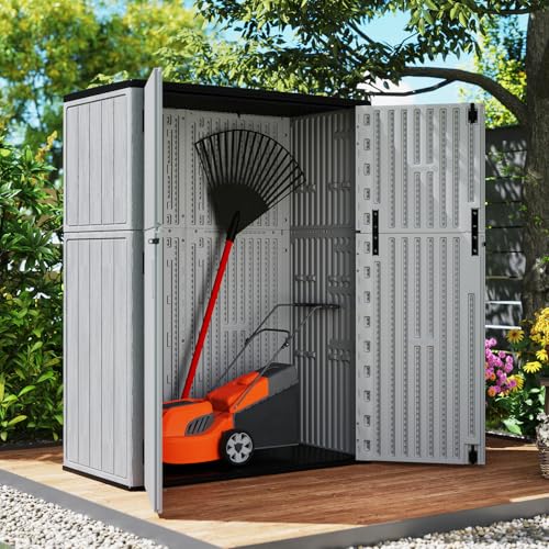 57 Cu.ft Outdoor Storage Cabinet with One Tool Kit (Gray-57 cu ft)