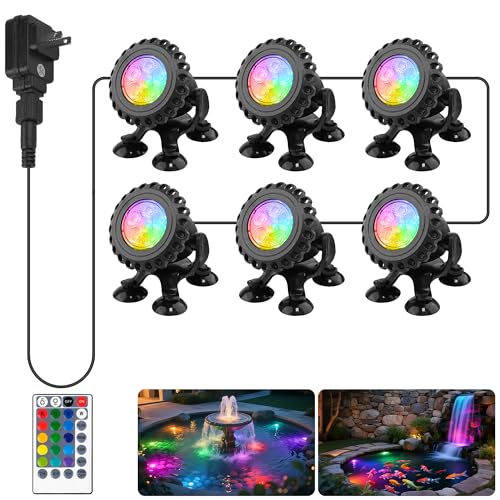 Colored Pond Lights LED Underwater with Remote Control 6 Heads (Multicolor / Set of 6)