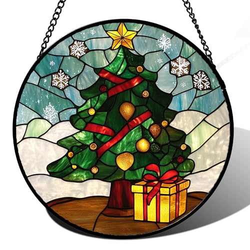 Halloween Spooky Ghost Stained Glass Window Hanging Suncatcher Gifts 6.3" (Green White / 6.3x6.3 IN)