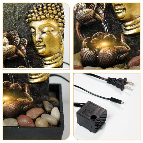Desktop with LED Light Buddha Lotus Resin Fountain (Lotus Buddha Statue)