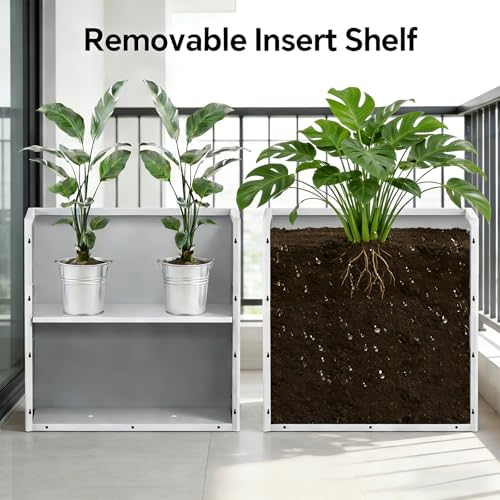 Tall Planter 24X12X24inch Planter Box with Removable Insert Shelf (Pb24x12x24 White)