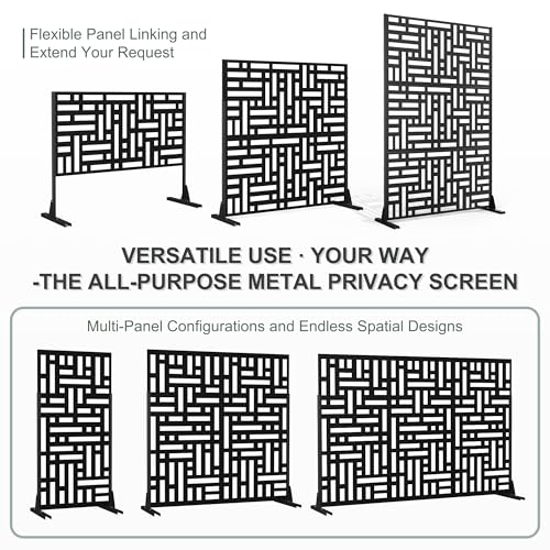 71" H Metal Outdoor Black Privacy Screen (71"H×47"W / Black Helen)