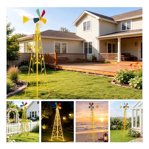 8FT Ornamental Windmill for Yard (6.2ft-yellow)