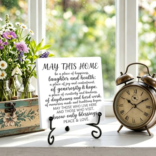 Housewarming Gifts for Women Men Home Book Shelf Table Decor 6.3x6.3 In (Multicolor 1729 / Wooden sign with iron frame（6.3 x 6.3 inches）)
