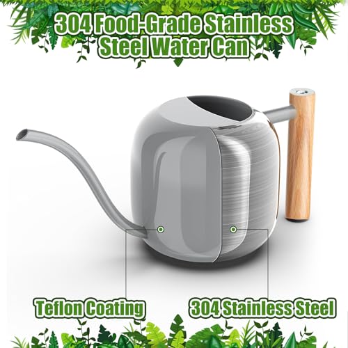 1.2L 41oz Metal Metal Watering Can with Long Spout (Gray)