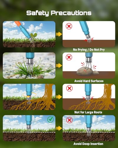 Electric Stand Up Weed Puller Tool with 2 x 2000mAh Batteries (Seesii Blue)