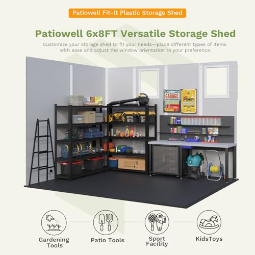 6X8 FT Resin Outdoor Storage Shed with Floor (Light Gray / 6x8)