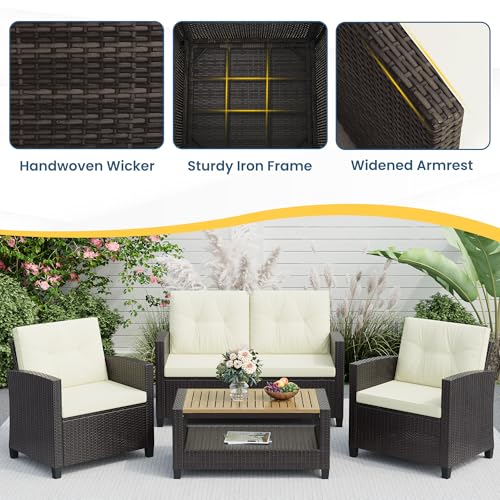4 Piece Patio Furniture Set (Beige / 4)