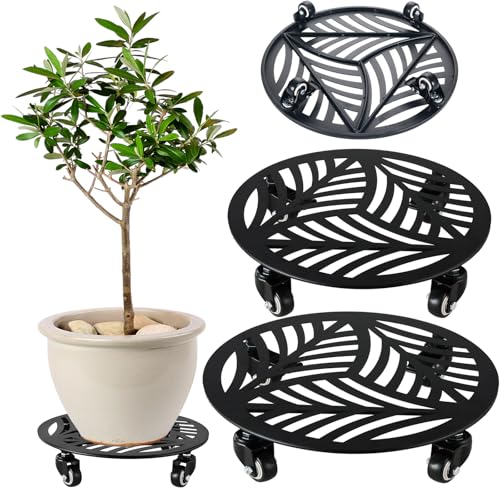2 Packs Metal Plant Caddy with Wheels 15 and 16 inches Heavy (15"/ 16")