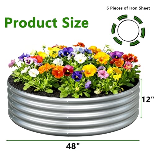 3PCS 4x4x1FT Galvanized Metal Raised Garden Bed (Silver / 4x4x1(3PCS))