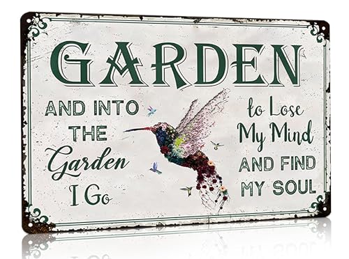 Gardening Gifts Vintage Gardening Signs Into The Garden To Lose My Mind Metal Sign for Home Garden Greenhouse Living Room Bedroom Yard Cottage Outdoor Decor 8X12 Inch