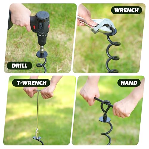 22.4 Inch Ground Anchor Screw in (Black-4 pk / 22.4 inch)