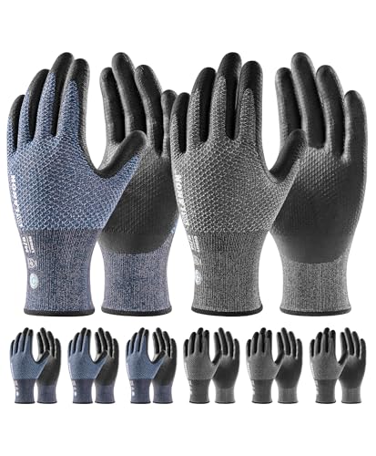 LANON Gardening Gloves for Men Women (Dusty Olive & Bluebird (Nitrile) / Large)