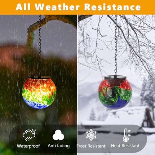 Solar Hanging Lanterns Outdoor Waterproof (Green Splash-ink)
