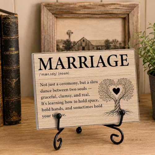 Marriage Gifts Wooden Plaque for Home Office Book Shelf Table Decor (Multicolor 1752 / Wooden sign with iron frame（5.5 x 7.9 inches）)