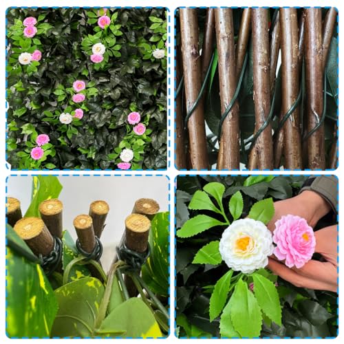 Artificial Expandable Ivy Privacy Fence Screen (BRANCH-MIXED FLOWER)