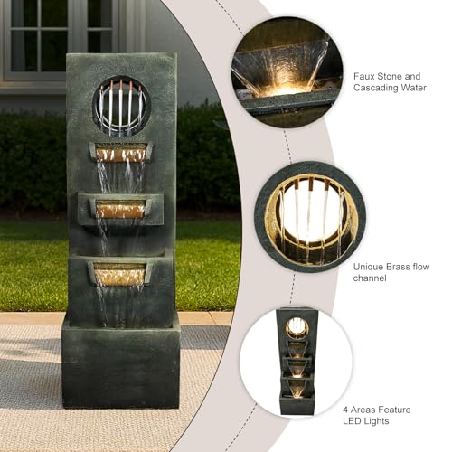 39.3” H Modern Outdoor Fountain (Green / 39.3inches)