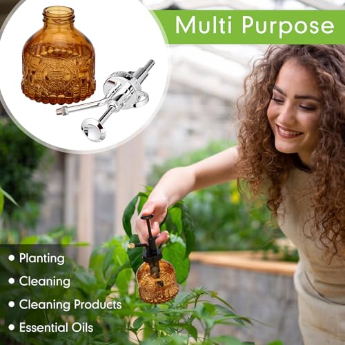 8 Pcs Glass Plant Mister Spray Bottle 200ml Vintage Plant Spritzer Multicolor Succulent Watering Bottle Watering Can 6.4'' with Plastic Top Pumps for Indoor Outdoor Garden Plants (Silver)