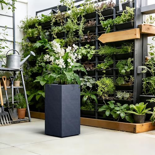 Charcoal Concrete Planter 27.6" Tall All (Dark Gray / 27.6" H)