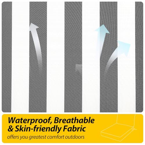 Outdoor Chair Cushions (Gray Cabana Stripe / 21"x21"x3" / 21"x17")