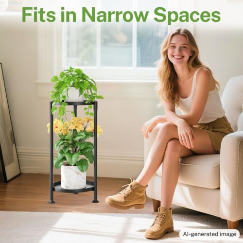 2 Tier Plant Stand Indoor Outdoor (Matte Black / 2 Tiers)