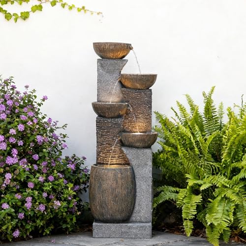 Patio Water Fountain Outdoor 51.6 Inch Tall 5 (Dark Gray-51.6''h)