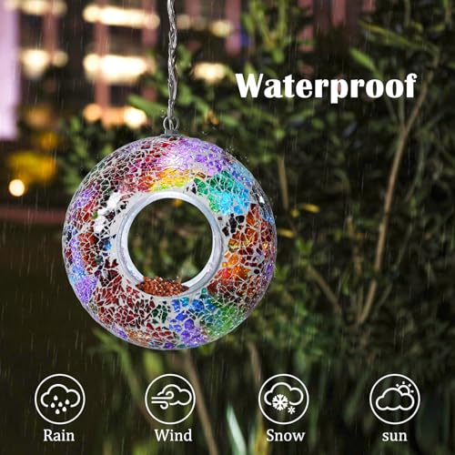 Bird Feeder Fly Through Mosaic Solar Birdfeeder for Garden Decor (Multi)