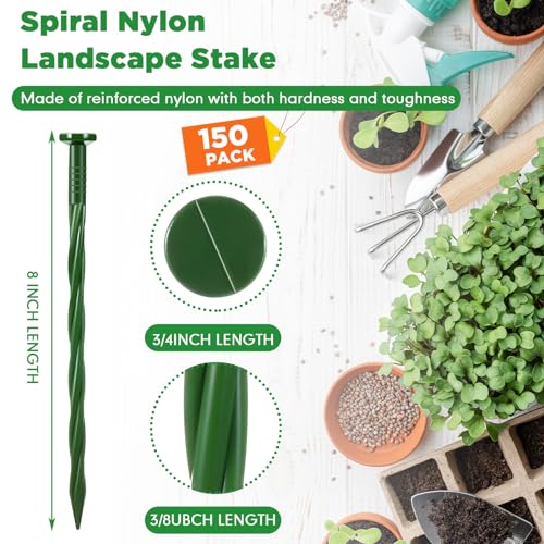 150 Pcs 8 Inch Green Landscape Edging Stakes (Green / 8 Inch)