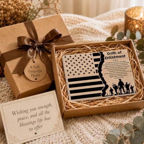 Oath Of Enlistment Wooden Plaque for Office Book Shelf Table Decor 01 (Multicolor 1745 / Wooden sign with iron frame（5.5 x 7.9 inches）)