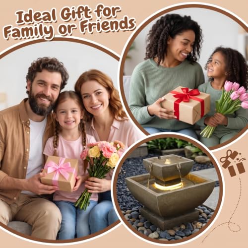 Small Modern Outdoor Water Fountain for Outdoor and Indoor Decor Brown (15.55H-BROWN / 15.55h-brown)