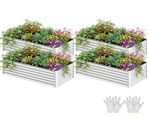 4pcs 6x3x2ft Galvanized Raised Garden Bed (6x3x2ft 4pcs / Silver)