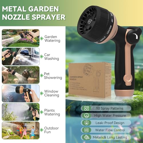 Garden Hose Nozzle Heavy Duty (Rose Gold+Black)
