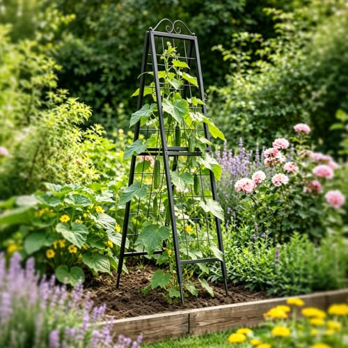 Metal Garden Trellises Heavy Duty Plant Support Trellis (16"x 77"H A-Frame)