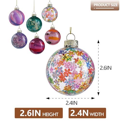 6pcs Glass Christmas Ball Ornament 2.4In Glittering Christmas Tree Ornament (Color-4)