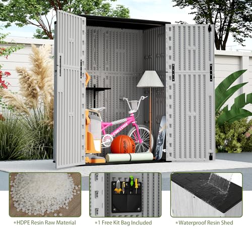57 Cu.ft Outdoor Storage Cabinet with One Tool Kit (Gray-57 cu ft)