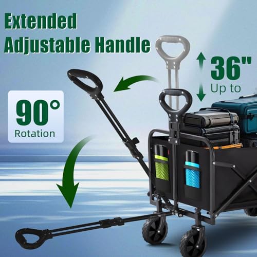 Collapsible Wagon Cart Foldable 37" L 480lbs Capacity (200L)