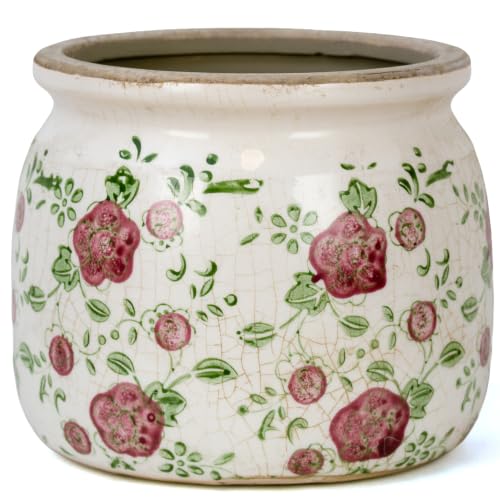 Flower Pot Vintage Ceramic Pot for Plant with Drainage Holes