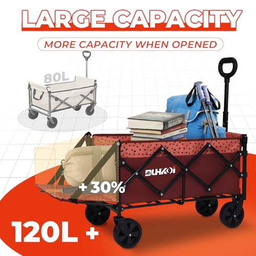 Compact Foldable Tailgate Wagon Cart with Wheels (Brick Dot)