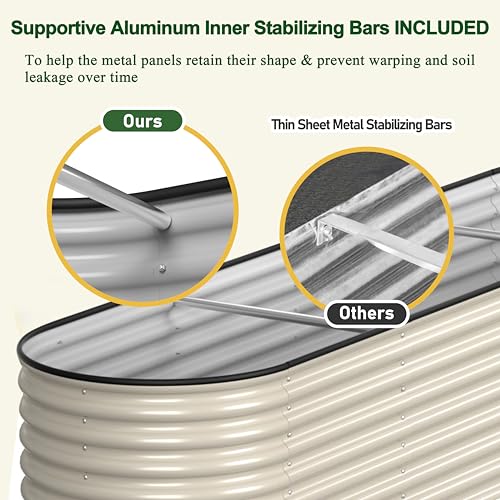 8x2x2ft Galvanized Raised Garden Bed (Ivory White / 8x2x2FT)